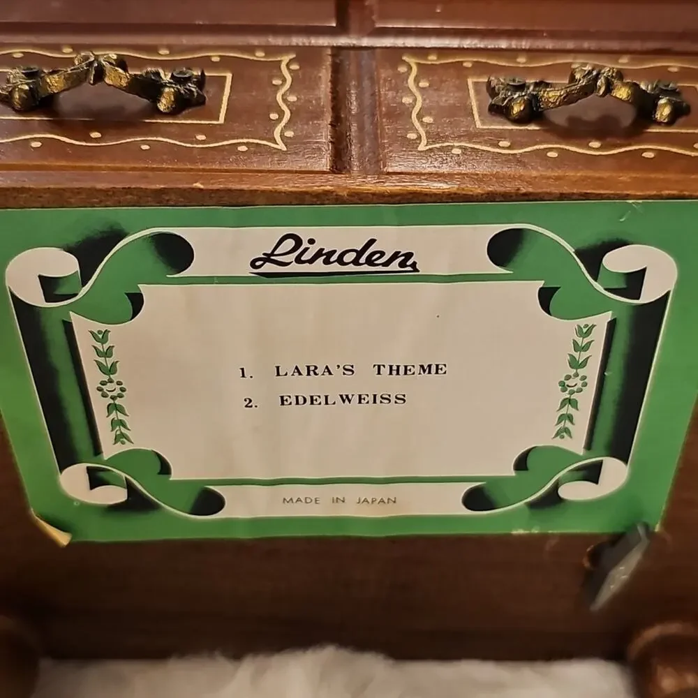 Vintage Linden Hummel Vintage Music Jewelry Wooden Box Lara's Theme & Edelweiss